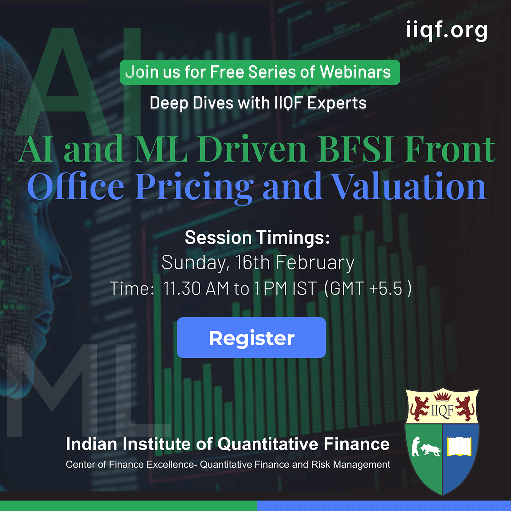 Webinar on AI and ML Driven BFSI Front Office Pricing and Valuation